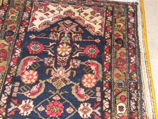 Appraisal: Persian blue ground runner with multiple borders the central band