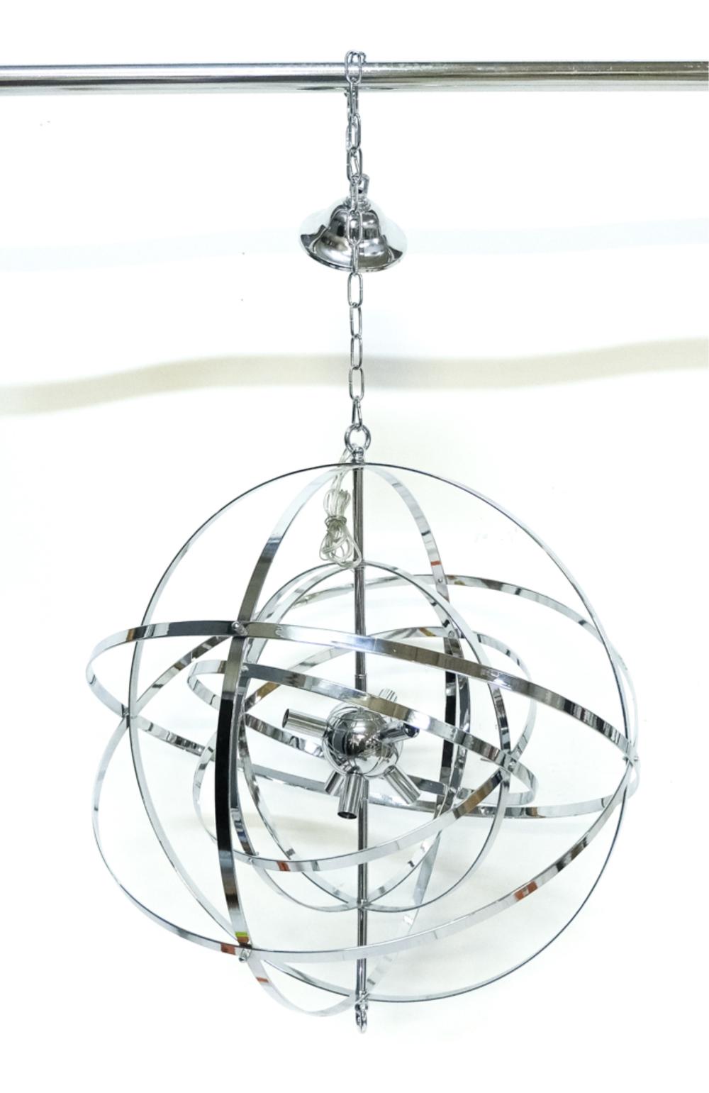 Appraisal: NEW LARGE ATOMIC STYLE POLISHED CHROME CHANDELIERNew large Atomic style