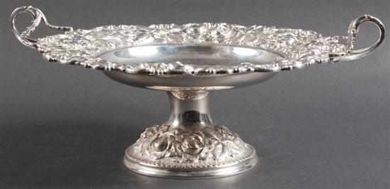 Appraisal: American repousse sterling silver pedestal bowl pattern Stieff Baltimore MD