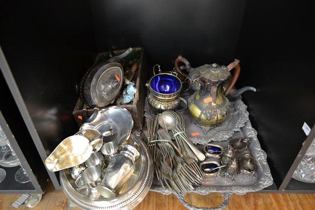 Appraisal: LARGE COLLECTION OF SILVER PLATE INCLUDING TUREENS SHELF