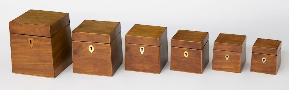 Appraisal: Graduating Set of English Mahogany Square Tea Caddies th century