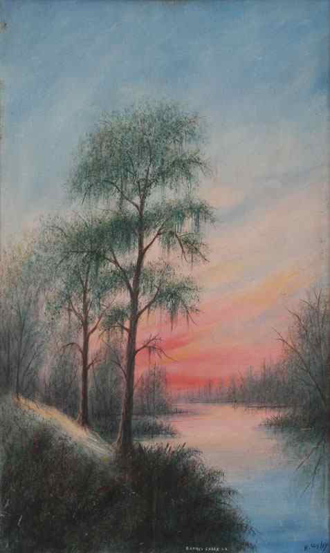 Appraisal: OUSLEY William American - ''Barnes Creek Louisiana'' OIL Canvasboard ''