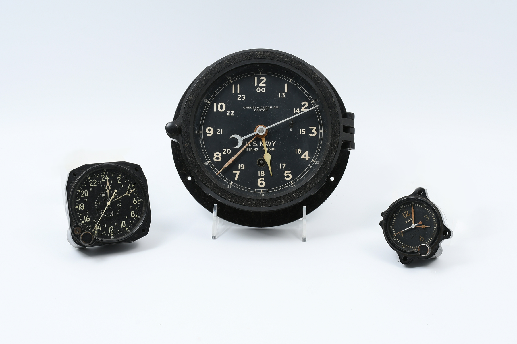 Appraisal: CHELSEA UNMARKED BAKELITE CLOCKS Comprising - U S Navy ship's