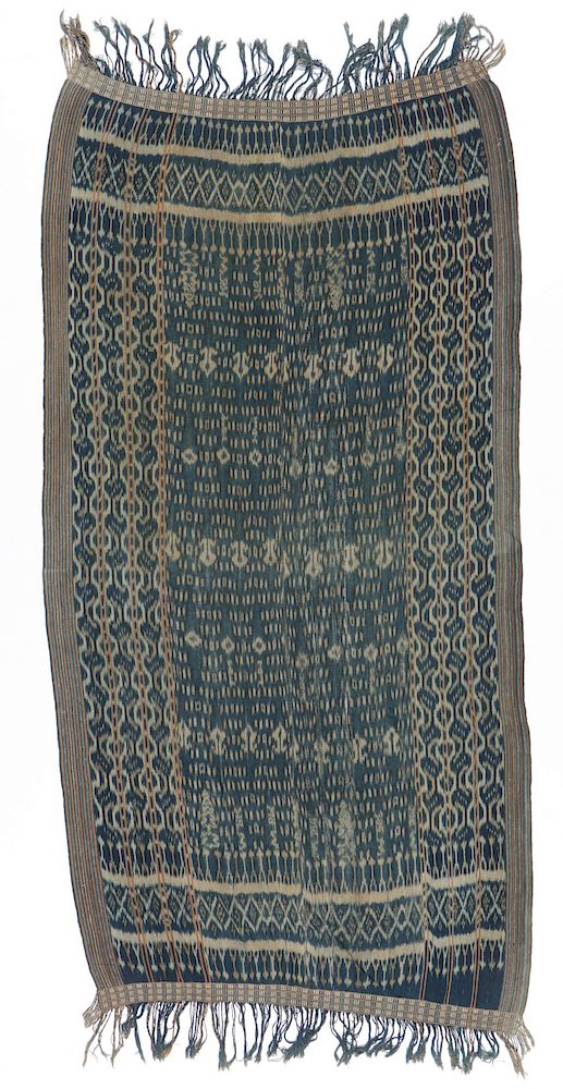 Appraisal: Antique West Sumba Ikat Hinggi Textile Man's mantle hinggi kombu