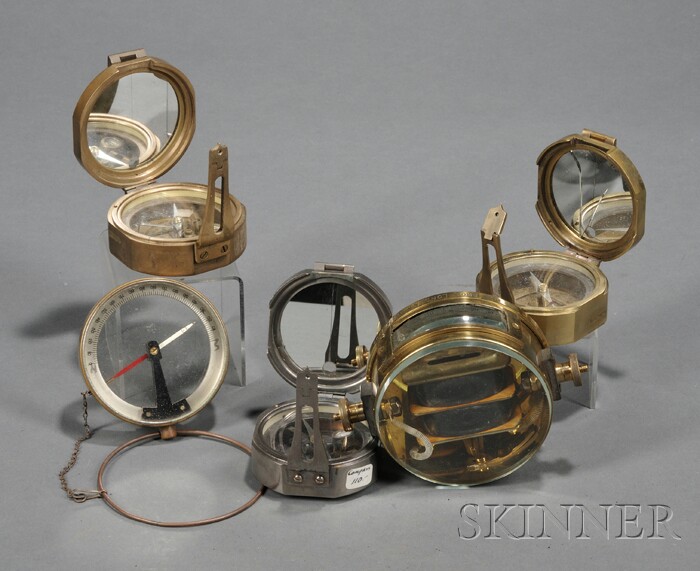 Appraisal: Four Field Compasses and an Inclinometer Brinton and Stanley including