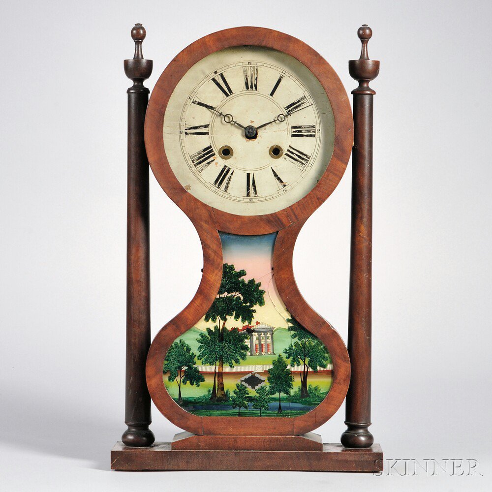 Appraisal: Joseph Ives Hour Glass Wagon Spring Clock Plainville Farmington Connecticut