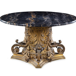 Appraisal: A Neoclassical Gilt Bronze Marble-Top Low Table th Century Incorporating