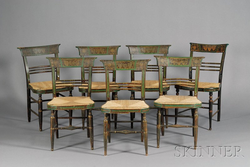 Appraisal: Set of Seven Classical Fancy Chairs Worcester Massachusetts c the