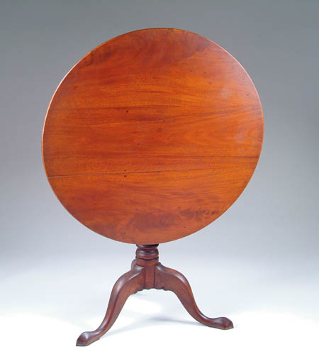 Appraisal: TILT TOP MAHOGANY TEA TABLE Round top rests on a