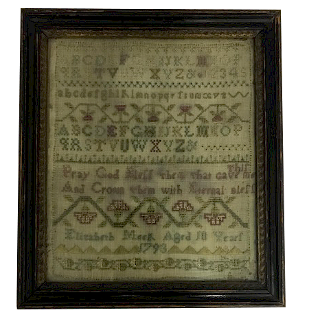 Appraisal: Eighteenth Century Sampler Eighteenth Century Sampler Sampler with alphabet and