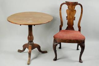 Appraisal: English Queen Anne Walnut Balloon Seat Side Chair English walnut