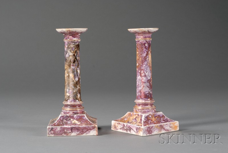 Appraisal: Pair of Wedgwood Moonlight Lustre Candlesticks England early th century