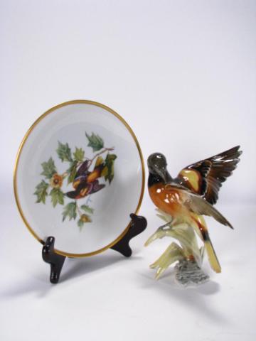 Appraisal: Hutschenreuther Bird Plate diameter and Figurine tall both depict the