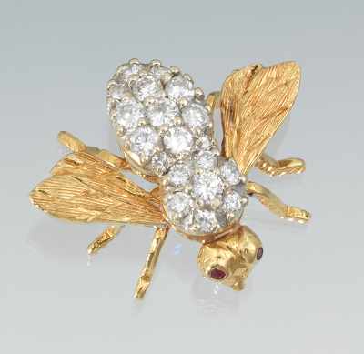 Appraisal: A Gold and Diamond Bee Brooch k yellow gold ring