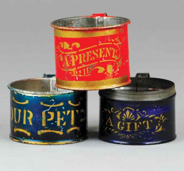 Appraisal: COLLECTION OF CHILDREN'S TIN CUPS Very early examples popular gifts