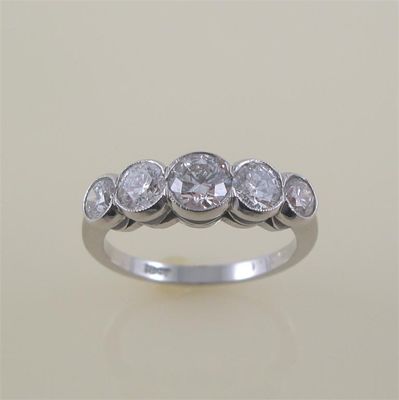 Appraisal: A diamond five stone ring the five graduated brilliant cut