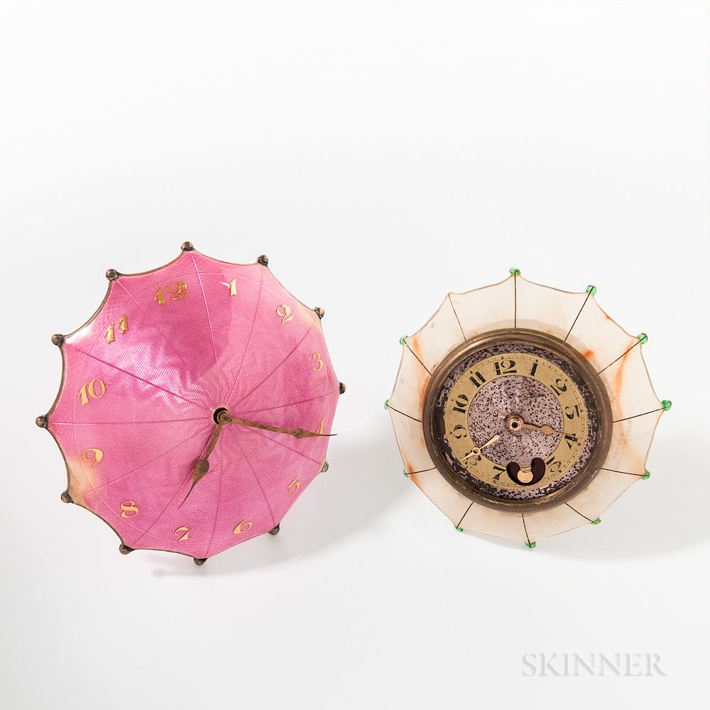 Appraisal: Two French Umbrella-form Desk Clocks Two French Umbrella-form Desk Clocks