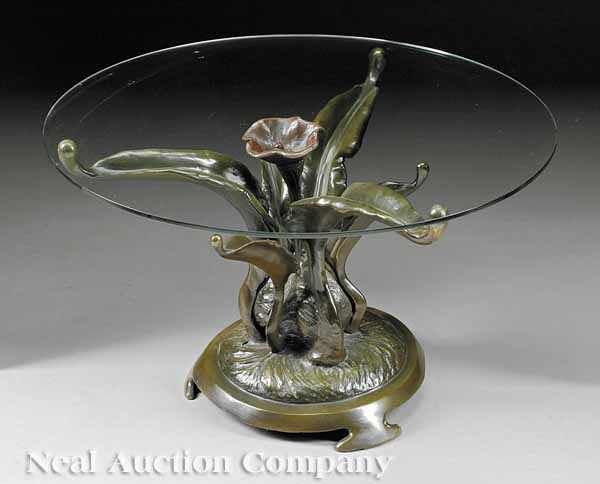 Appraisal: A Bronze and Glass Low Table of Art Nouveau inspiration