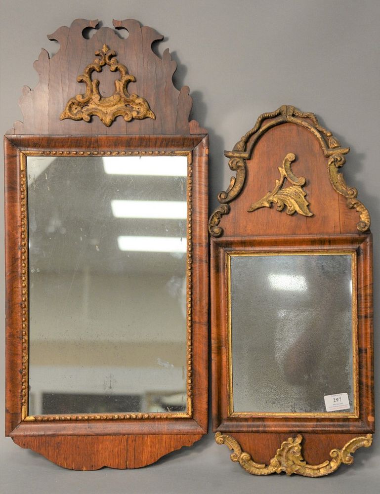 Appraisal: Two Small Queen Anne Mirrors mahogany veneered frame with gilt