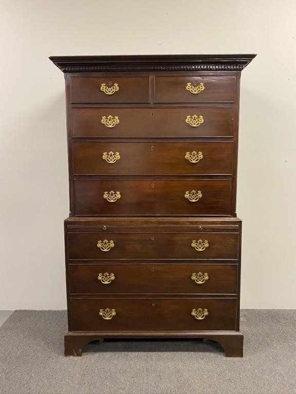 Appraisal: Georgian mahogany chest-on-chest circa h w x d