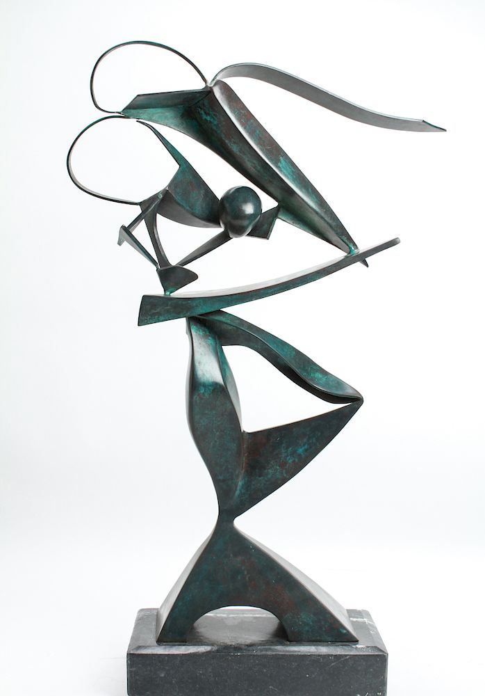 Appraisal: Kevin Barrett Modern Abstract Bronze Sculpture Kevin Barrett American b