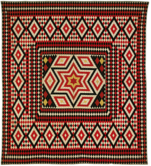 Appraisal: Unusual pieced felt mosaic quilt late th c in a