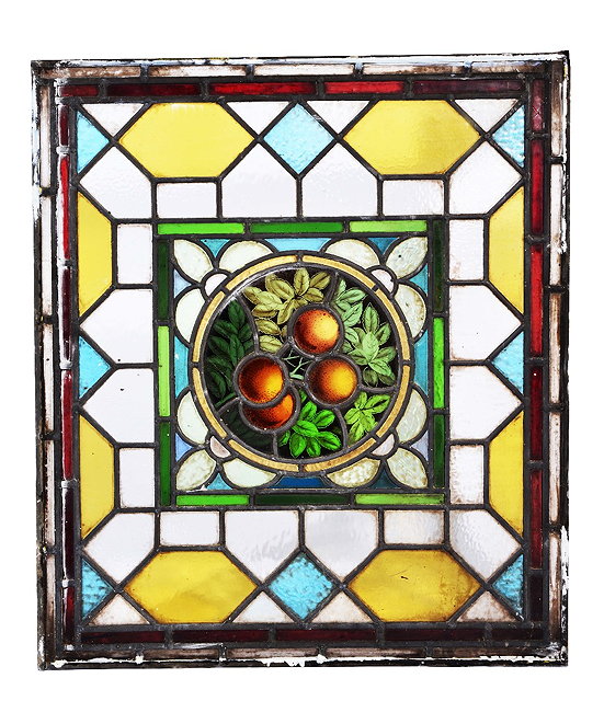 Appraisal: Stained glass panelcirca with central roundel cm x cm