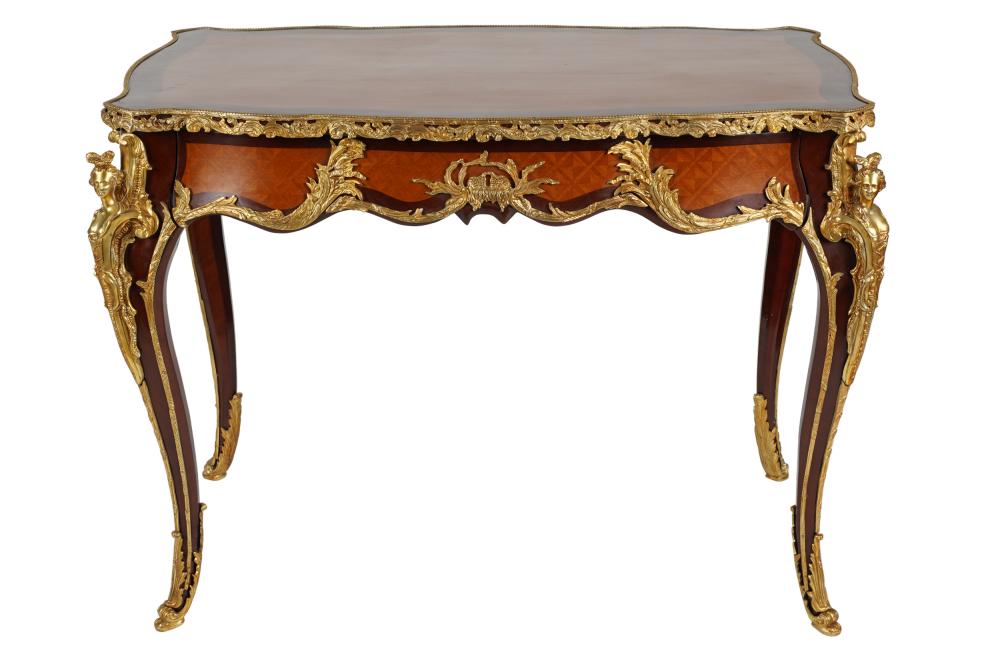 Appraisal: LOUIS XV-STYLE GILT BRONZE-MOUNTED WRITING DESKlate th early st century