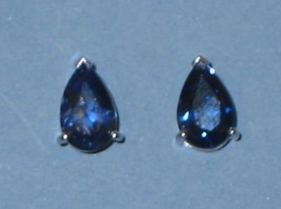 Appraisal: A PAIR OF SAPPHIRE EAR STUDS of pear form claw