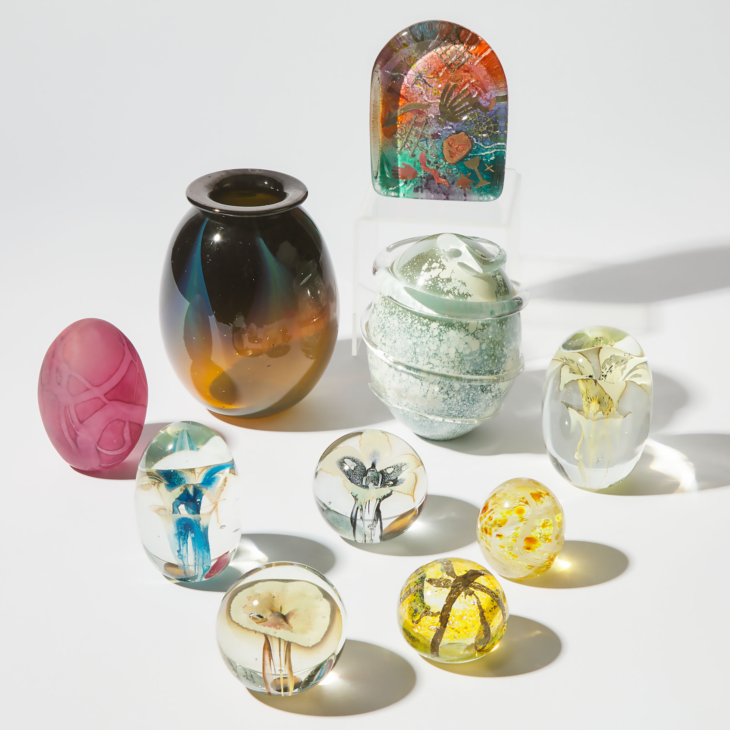 Appraisal: Denise Belanger-Taylor Canadian b Ten Glass Paperweights and a Vase