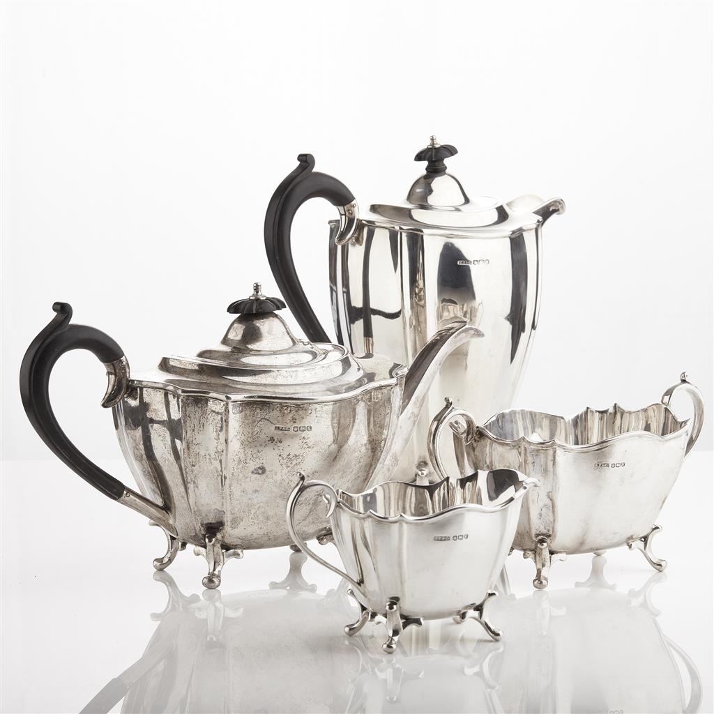 Appraisal: A four piece tea service Fenton Co Sheffield comprising a