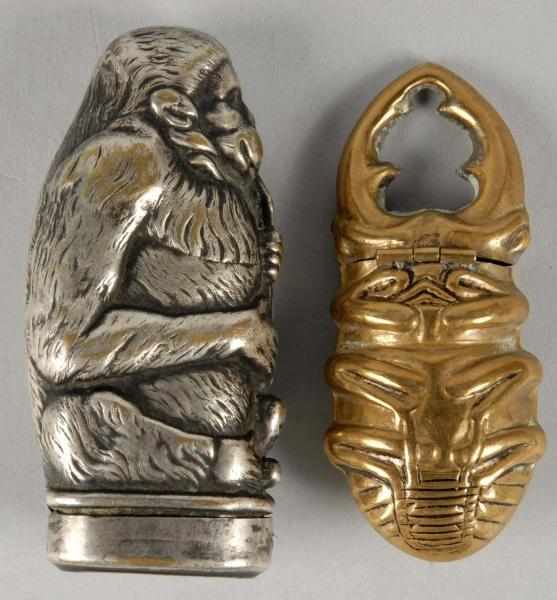 Appraisal: Lot of Figural Match Safes Description Includes a silver monkey