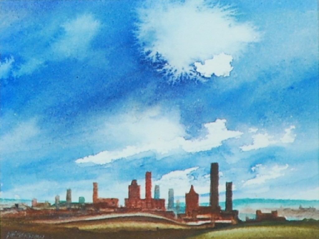 Appraisal: TREVOR GRIMSHAW - SMALL WATER COLOUR DRAWINGS Landscape with industrial