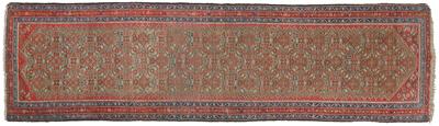 Appraisal: Persian rug repeating geometric designs on camel field Hamadan or