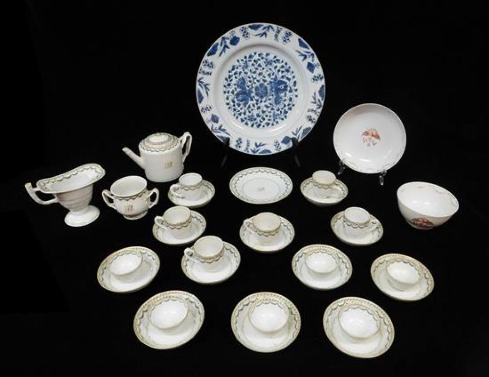 Appraisal: ASIAN Chinese Export porcelain including Armorial thirty-one pieces including braided