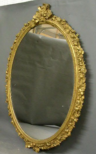 Appraisal: French style oval gesso mirror x