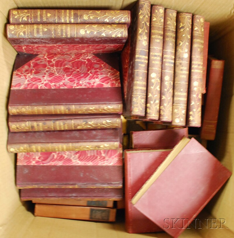 Appraisal: Thirty-two Decorative Gilt Leather-bound Books and Twenty-five Cloth-bound Books mostly