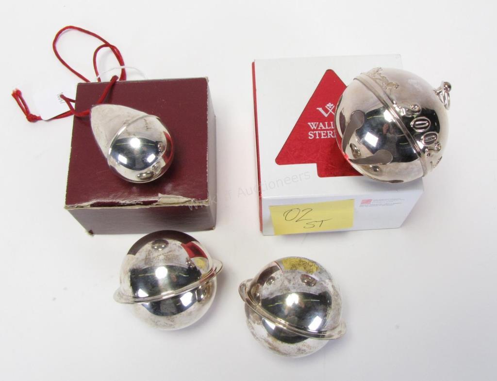 Appraisal: Group of sterling sleigh bells and ornament including and Neiman