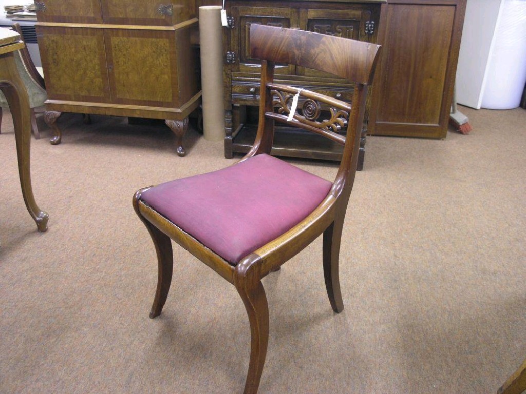 Appraisal: A late Regency mahogany dining chair with overhanging veneered top