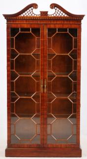 Appraisal: MAHOGANY DISPLAY CABINET H W Double mullion doors Four interior