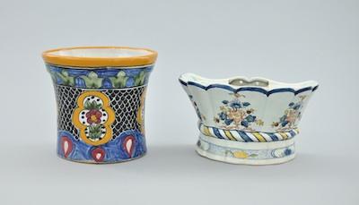 Appraisal: A Talavera Mexican Ceramic Pot and a Ceramic Wall Flower