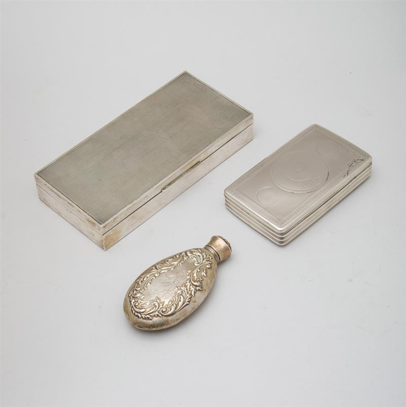 Appraisal: DUTCH SILVER TOBACCO BOX A CONTINENTAL WOOD-LINED SILVER CIGARETTE BOX