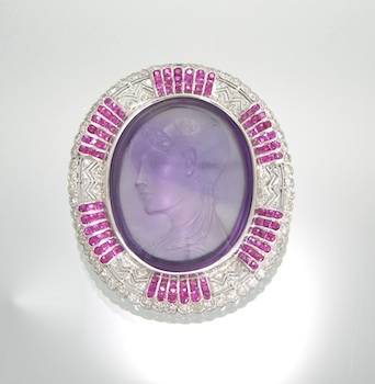 Appraisal: A Very Unusual Amethyst Cameo in Fine k Gold Diamond