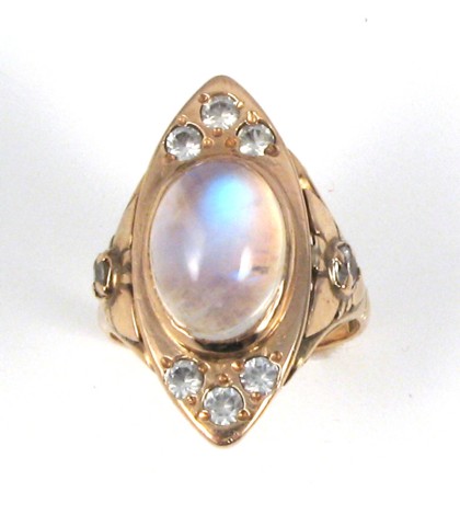 Appraisal: MOONSTONE AND TWELVE KARAT GOLD RING set with an oval