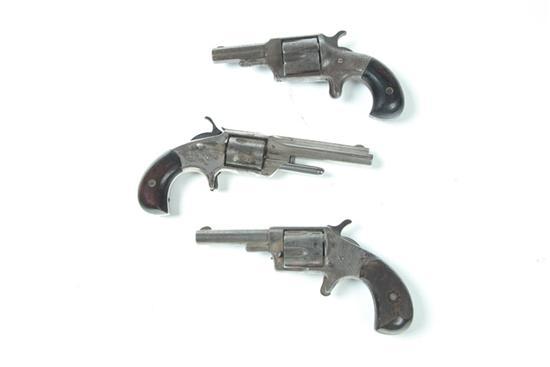 Appraisal: THREE ENGRAVED REVOLVERS American late th century A Mohawk Mfg