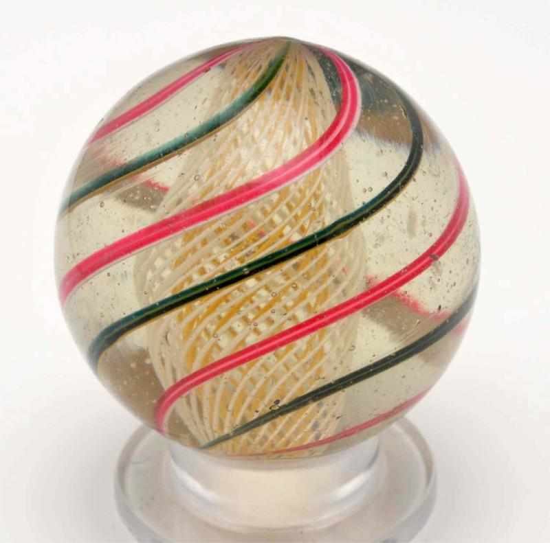 Appraisal: Rare Tri-Level Double Latticino Core Swirl Marble Description Very rare