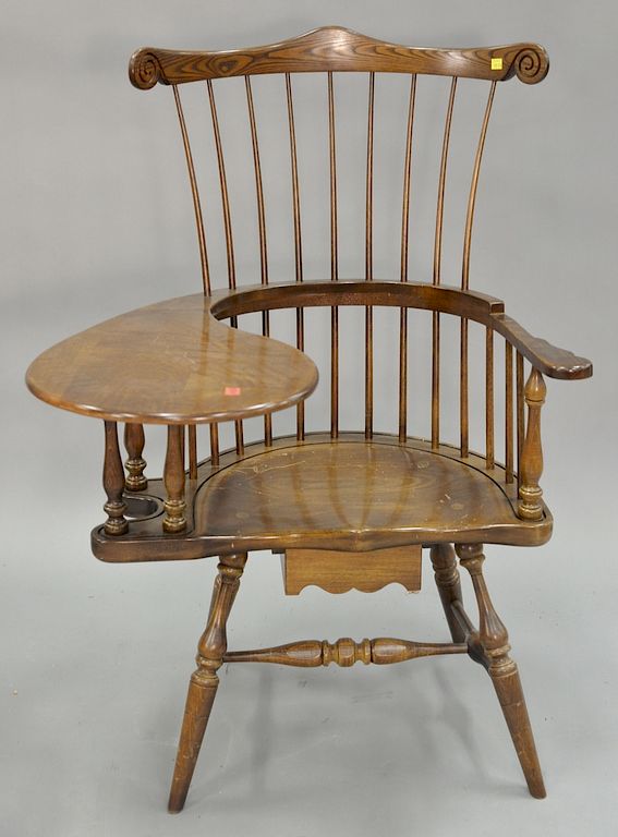 Appraisal: Frederick Duckloe Co custom writing Windsor chair with drawer ht