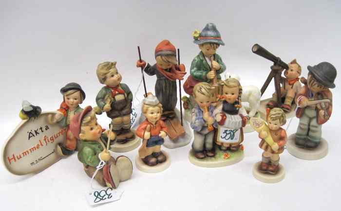 Appraisal: TEN GERMAN HUMMEL PORCELAIN FIGURINES TM- - ''Star Gazer'' HUM