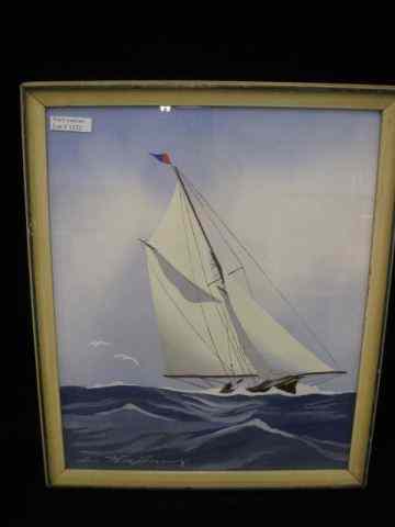 Appraisal: Leon Haffner Watercolor sailing ship - '' x '' well