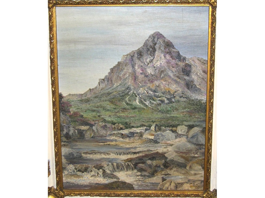 Appraisal: H SCRIMEGOUR Oil on board 'Buichaille Etive Mhor' signed and